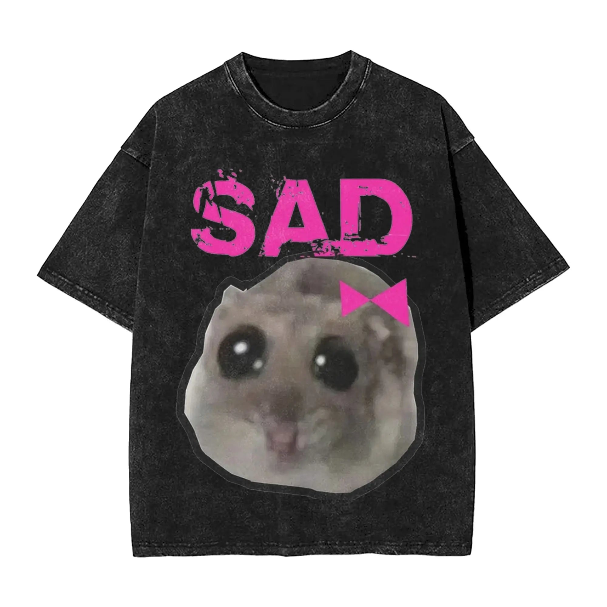 Cyber Hamster Meme Funny Animal Washed T Shirts Streetwear Hip Hop Vintage T-Shirt Tees Tops Men Women Cotton High Street Summer