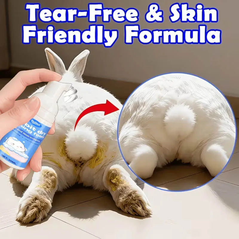 Bunny Dry Cleaning Foam | Water-Free Gentle Cleansing for Rabbits-Odor Eliminator-No-Rinse Hypoallergenic Pet Grooming Foam,30ml