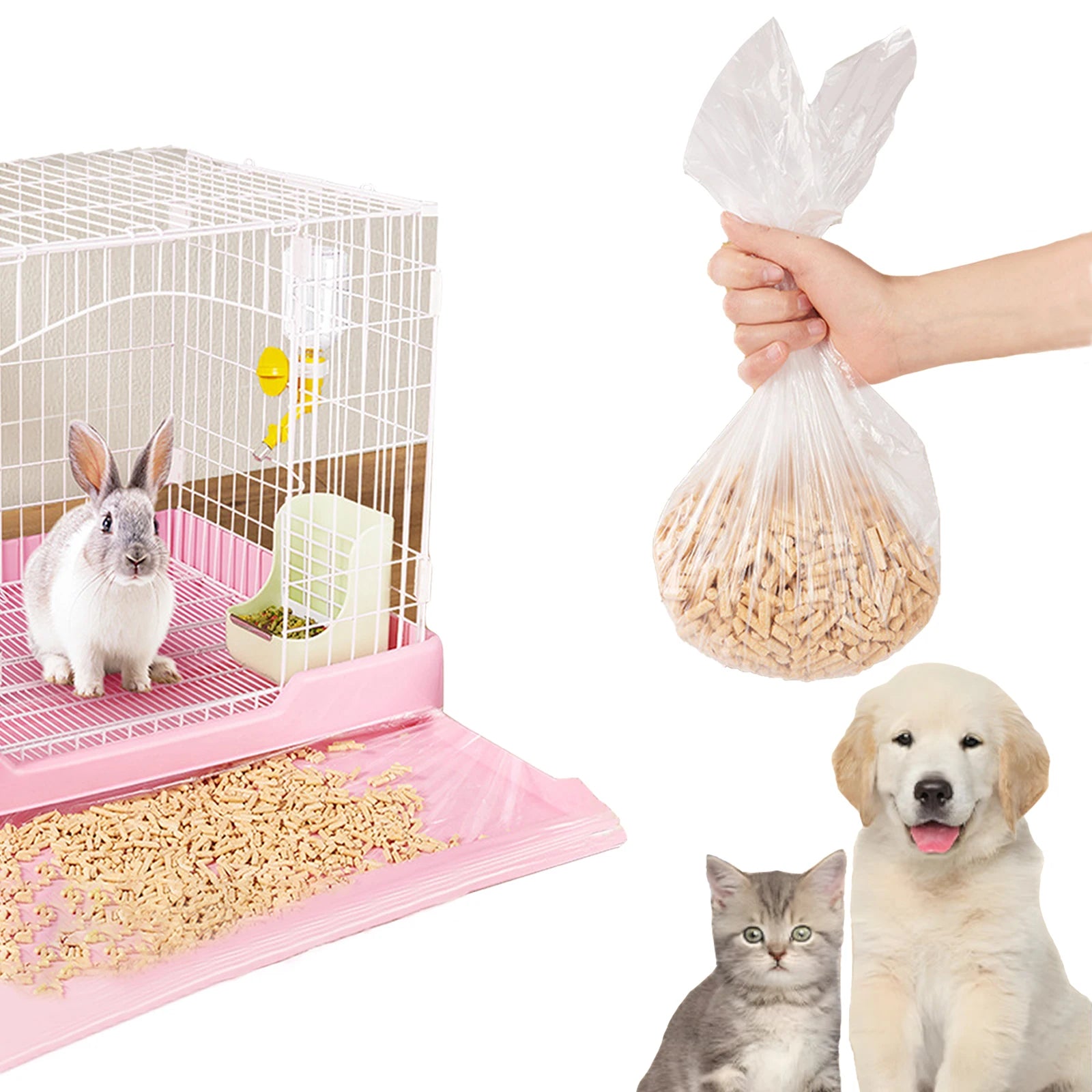 50pcs Rabbit Cage Liners Disposable Large Plastic Mat Films for Bunny Guinea Pigs Chinchillas Hamsters Hedgehogs Universal 60cm