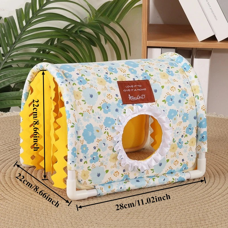 Hamster Shelter Small Rabbit/Dutch Pig/Guinea Pig Triangle Tassel Shelter Small Animal Cage Decoration Small Pet Nest Decoration
