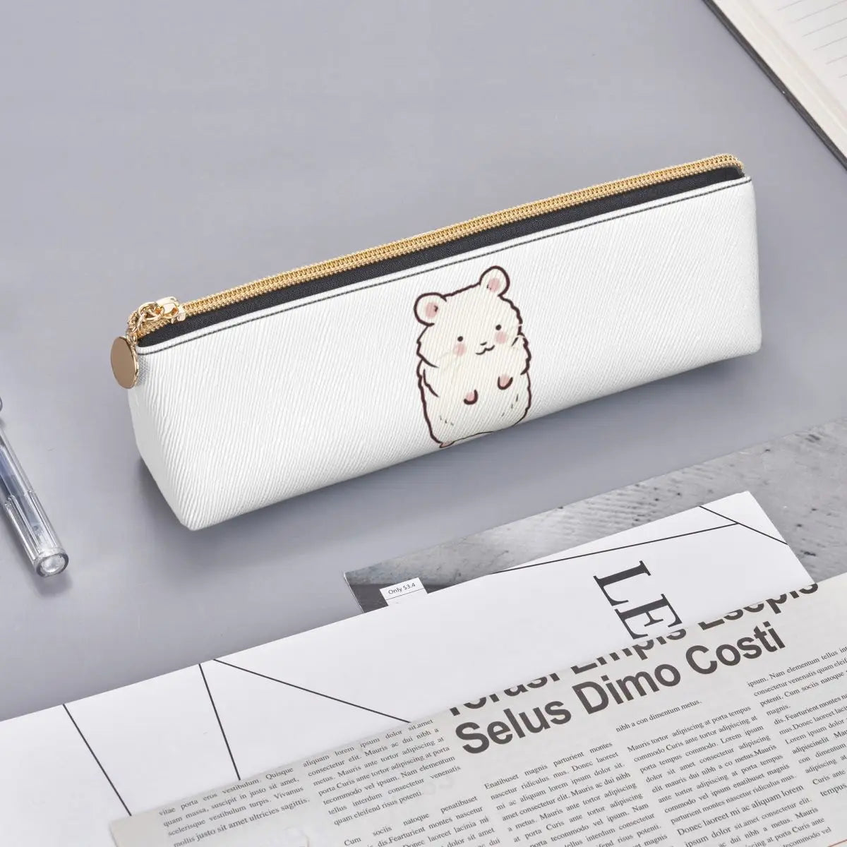 Cute Hamster Drawing Pencil Case for Boys Girls School Large Storage Pen Box Pencil Bag Stationery Supplies Pen Holder Bag