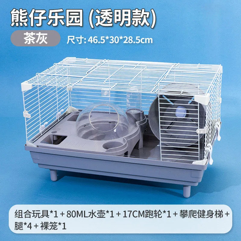 Complete Hamster Cage Set Large Hamster Cage Golden Hamster Nest Single/Double-Tiered Villa Bear Cub Paradise