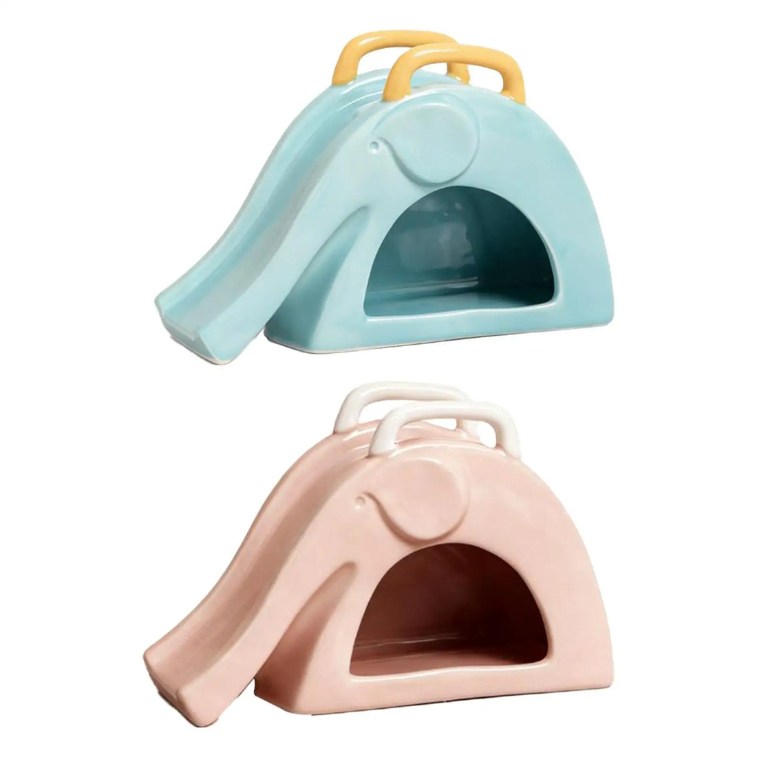Quality Ceramic Hamster Hideout Elephant Shaped House with Slide Safe Play Toy Activity Exercise Decor for Gerbils