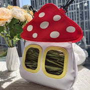 Mushroom Shaped Pet Hay Feeder Hanging Forage Bag for Rabbit Guinea Pig for Burrowly hay & forage and small pet care.