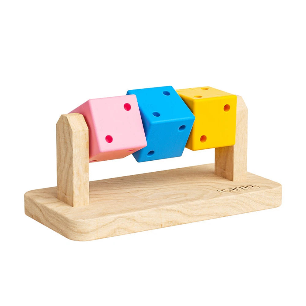 Wooden chew platform toy for hamster and gerbil enrichment from Burrowly.