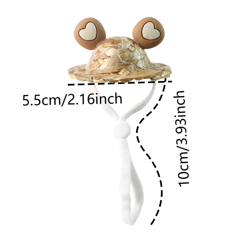 Cute Hamster Hat Small Pet Straw Hat Chipmunk Guinea Pig Hamster Decoration Accessories Adjustable Hamster Hat Small Pet Supplie