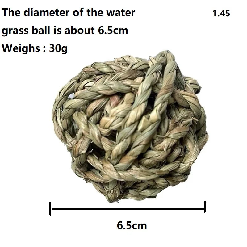 7cm Small Animal Chewing Braided Ball Natural Grass Pet Interactive Chew