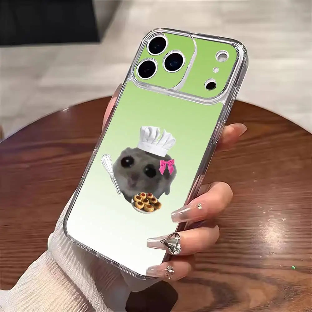 Cute Mouse Rat Hamster  Phone Case For iPhone 17 16 15 14 13 12 11 Mini Pro Max Plus Transparent Cover