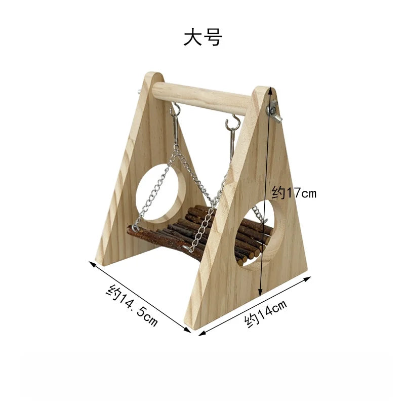 Natural Apple Wood Hamster Swing Chew Toy Wooden Bridge Small Animal