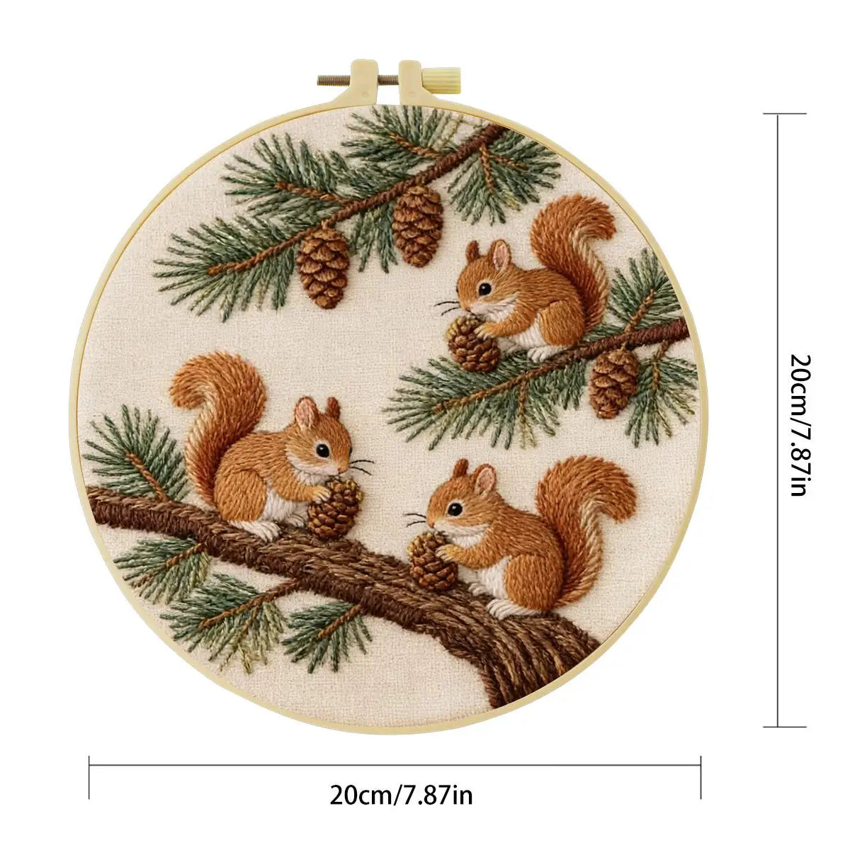 1pc 20X20CM/15X15CM 7.87/6.3inch Animal - Squirrel Embroidery Starter Kit DIY kit DIY embroidery kit manualidades Craft Painting