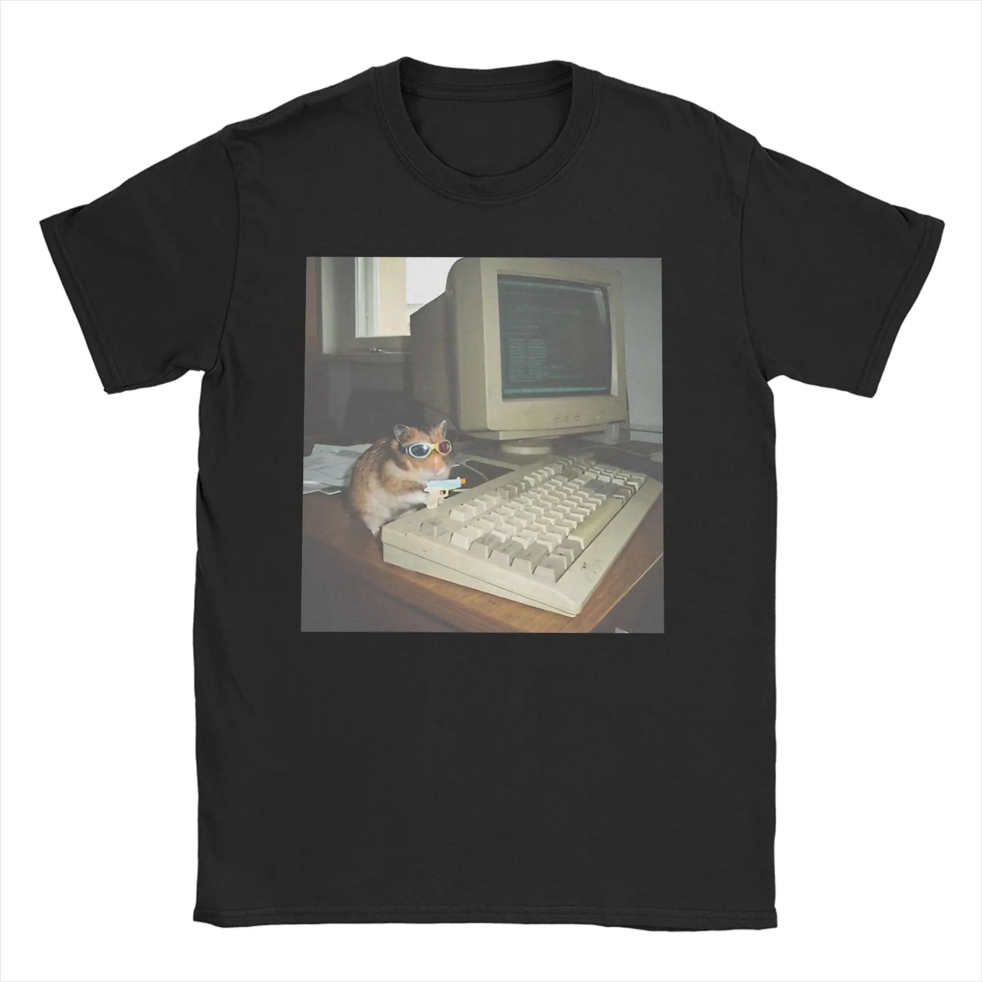 Hamster Meme Calling for Men Women T Shirts  Hipster Tee Shirt Short Sleeve Round Collar T-Shirt Cotton Birthday Present Tops