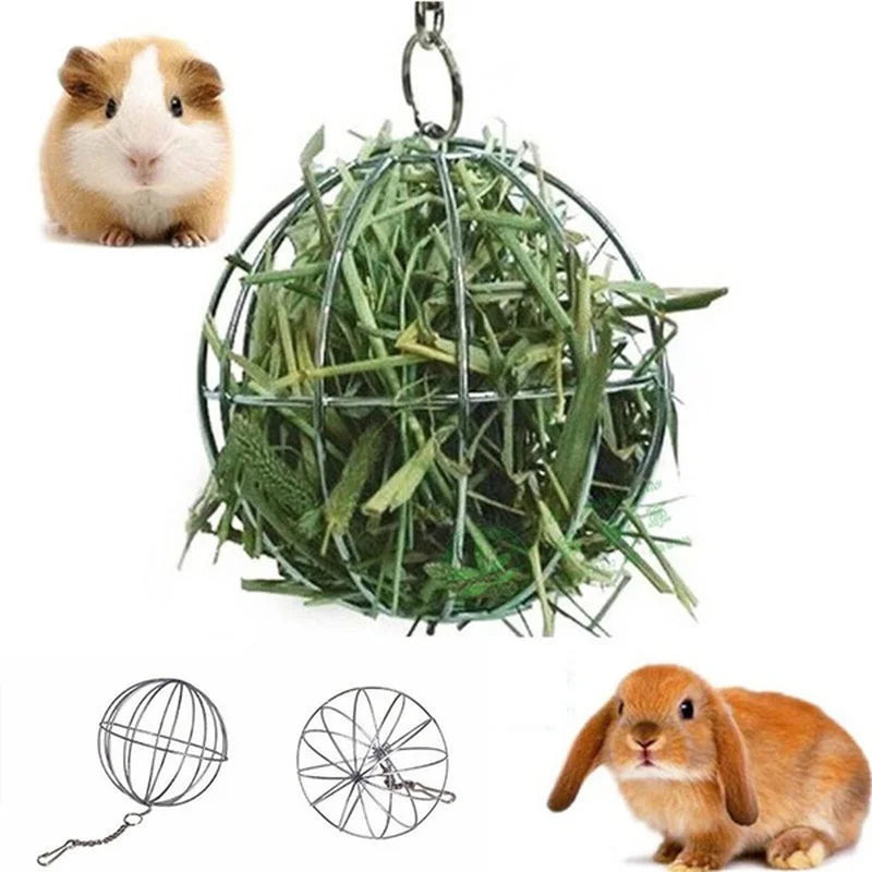 Hanging Hay Ball Feeder for Rabbits and Guinea Pigs for rabbits, guinea pigs, and chinchillas from Burrowly small pet supplies.