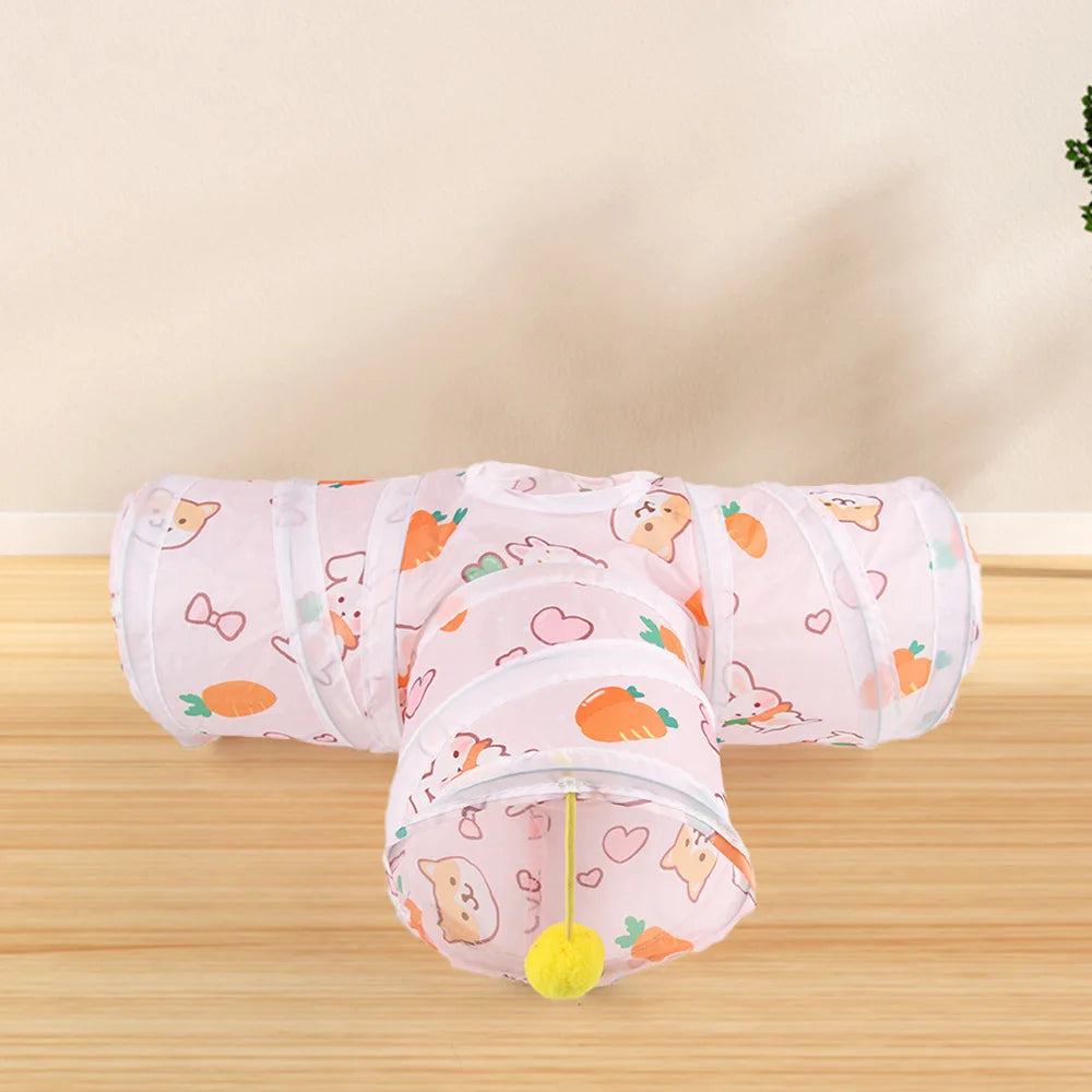 Carrot foldable tunnel hideout for hamsters and small pets from Burrowly.