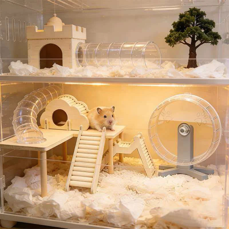 Unpainted Wooden Guinea Pig Hideout Climb House - Hamster Cage Decor Play
