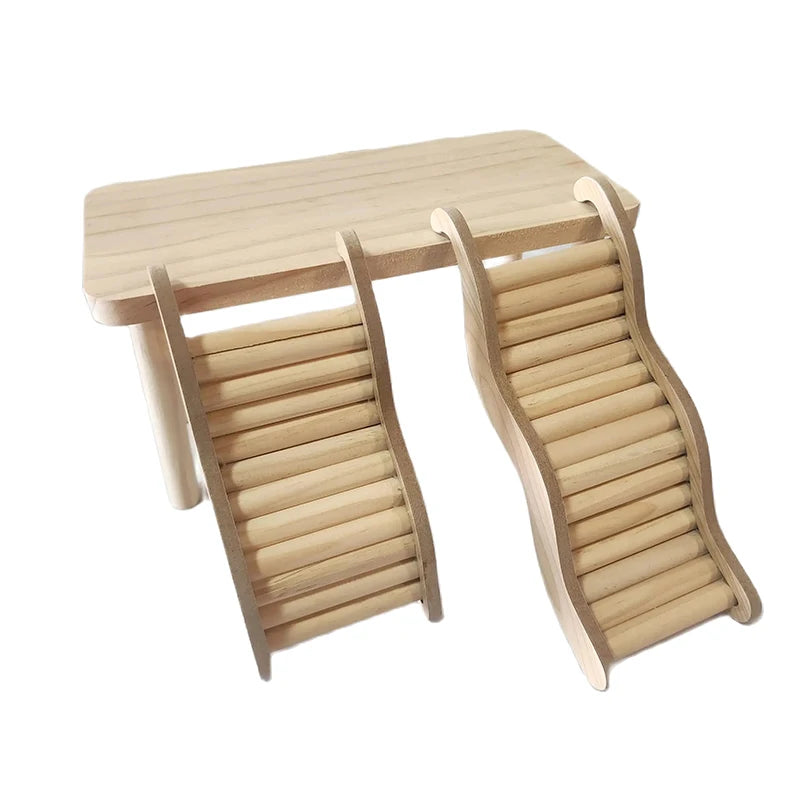 Smooth Hamster Hideaway Wooden Hamster House with Climbing Ladder Small