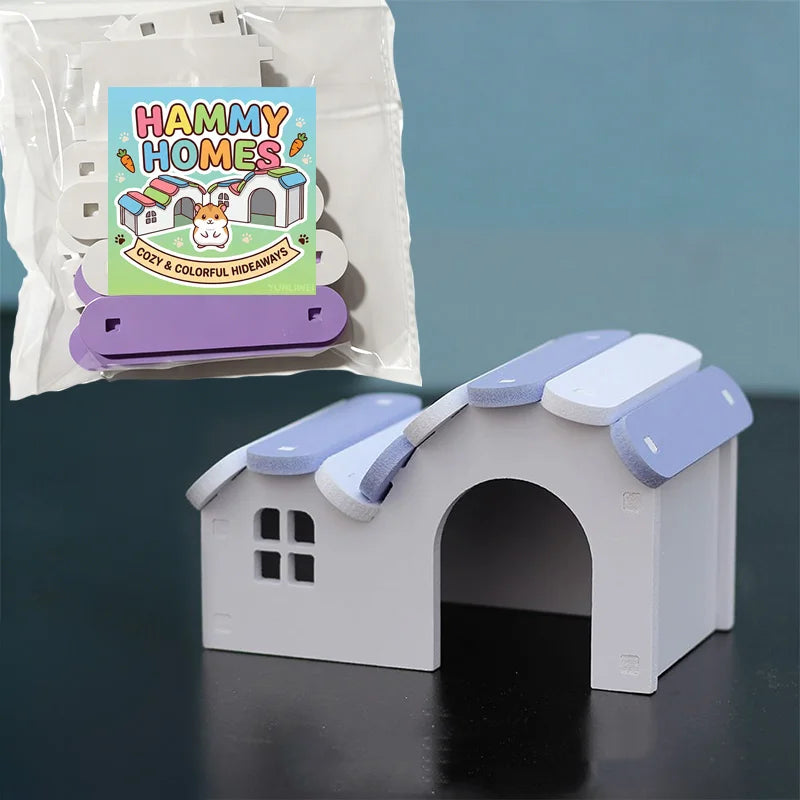 Pastel Hamster Hideout Hut for hamsters, mice, and gerbils from Burrowly small pet supplies.