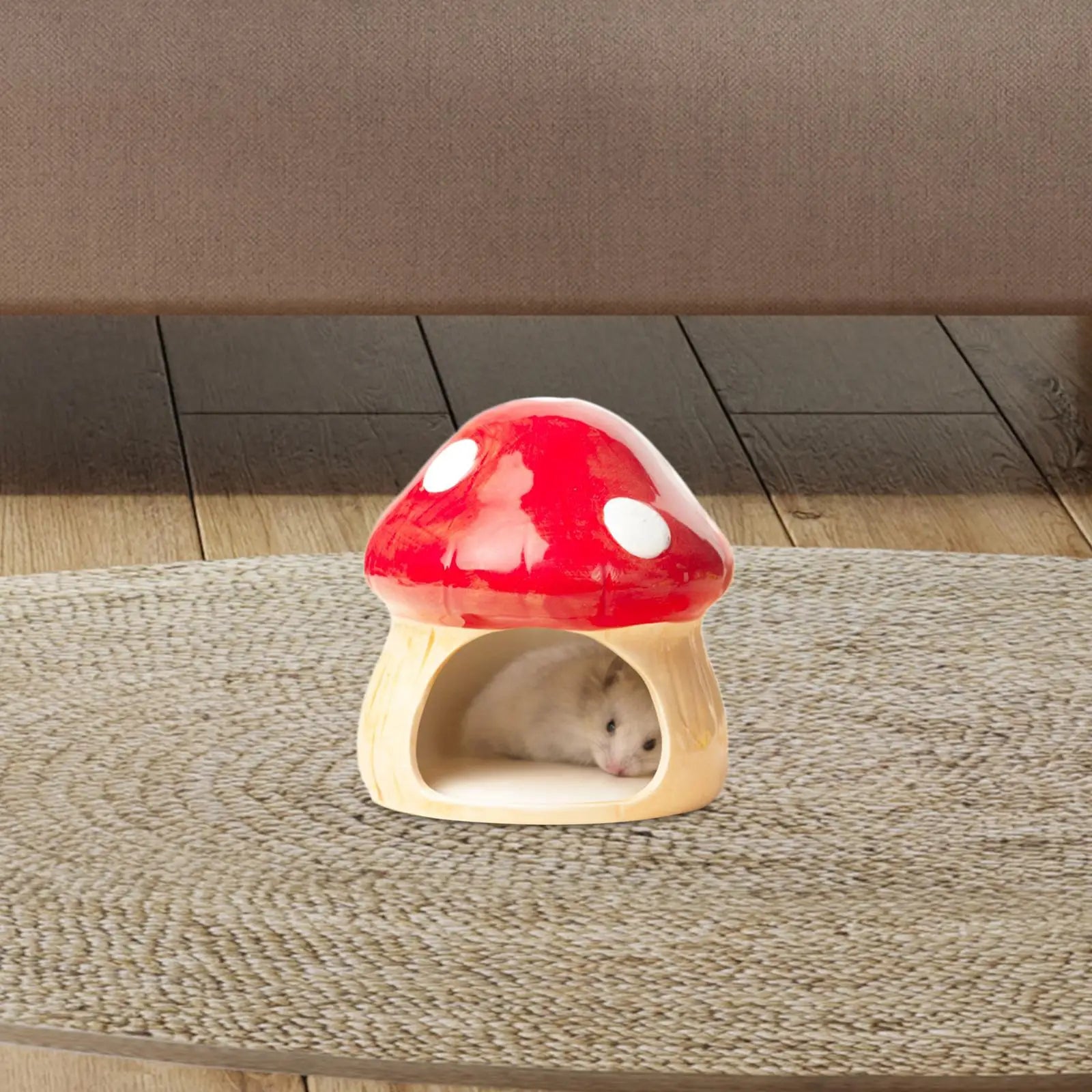 Ceramic Mushroom Hideout for Hamsters for hamsters, mice, and gerbils from Burrowly small pet supplies.