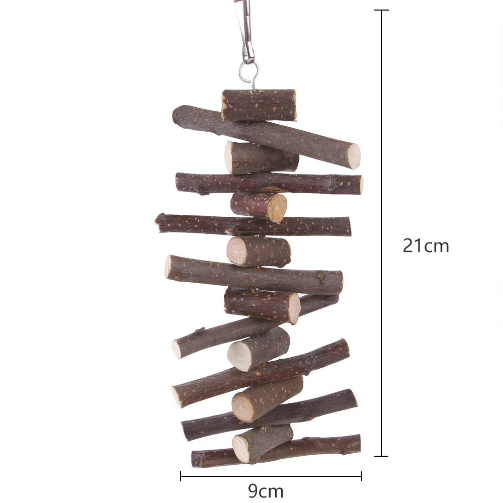 Hamster Wooden Bridge Hideout Chew Toy Hanging Grass Ball Rabbit