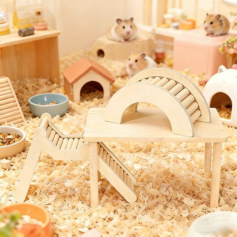 Unpainted Wooden Guinea Pig Hideout Climb House - Hamster Cage Decor Play