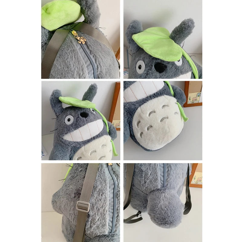35cm My Neighbor Totoro Plush Toys Knapsack Haunter Plushie Anime Backpack Chinchilla Animal Birthday Gift for Children Xmas Bag