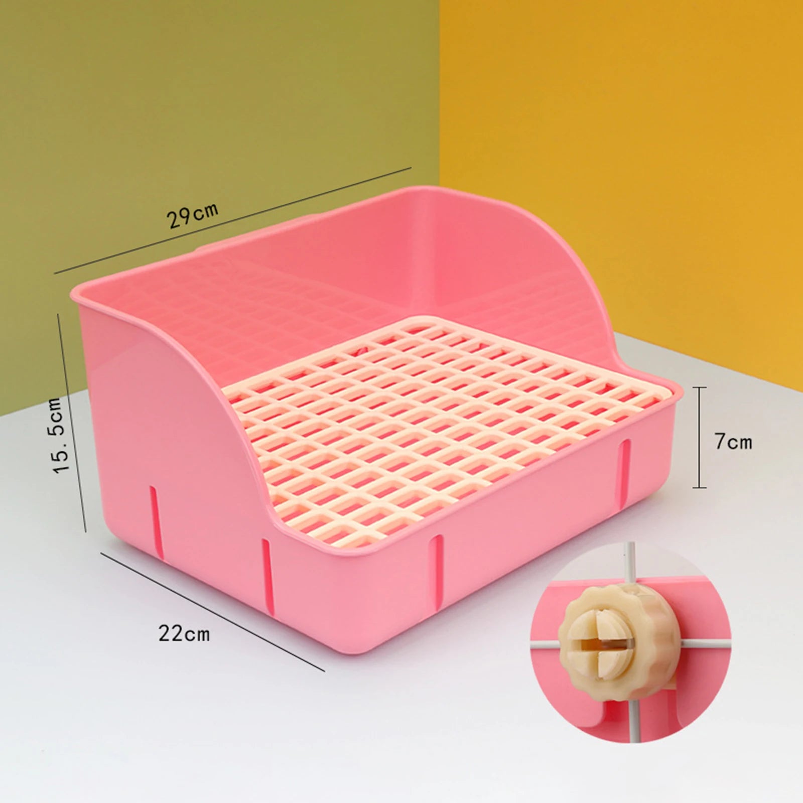 Rabbit Corner Litter Box with Splash Guard for rabbits, chinchillas, and rats from Burrowly small pet supplies.