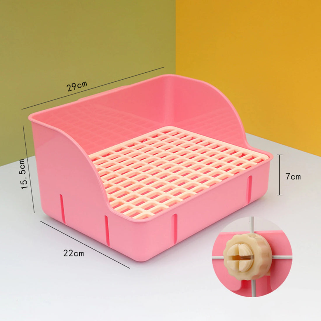 Rabbit Corner Litter Box with Splash Guard for rabbits, chinchillas, and rats from Burrowly small pet supplies.