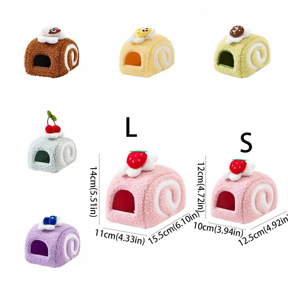 Pet Supplies Warm Hamster Cake Nest Cute Swiss Roll Shape Hamster Cage Soft Multi-Functional Pet Sleeping Bag Small Animal