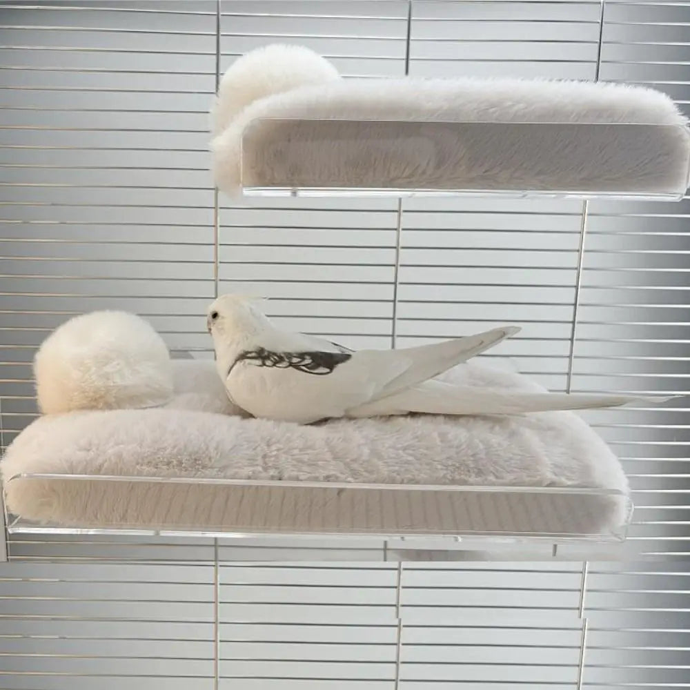 Warm Parrot Platform Detachable Acrylic Bird Resting Stand Comfortable Washable Parrot Sleeping Bed for Hamster Gerbils Mice