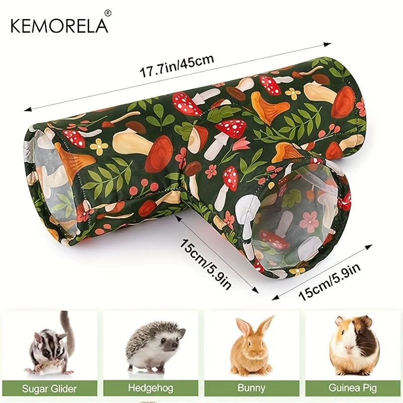 Kemorela 3-way Foldable Guinea Pig Tunnel - Washable Hideout for Rabbits