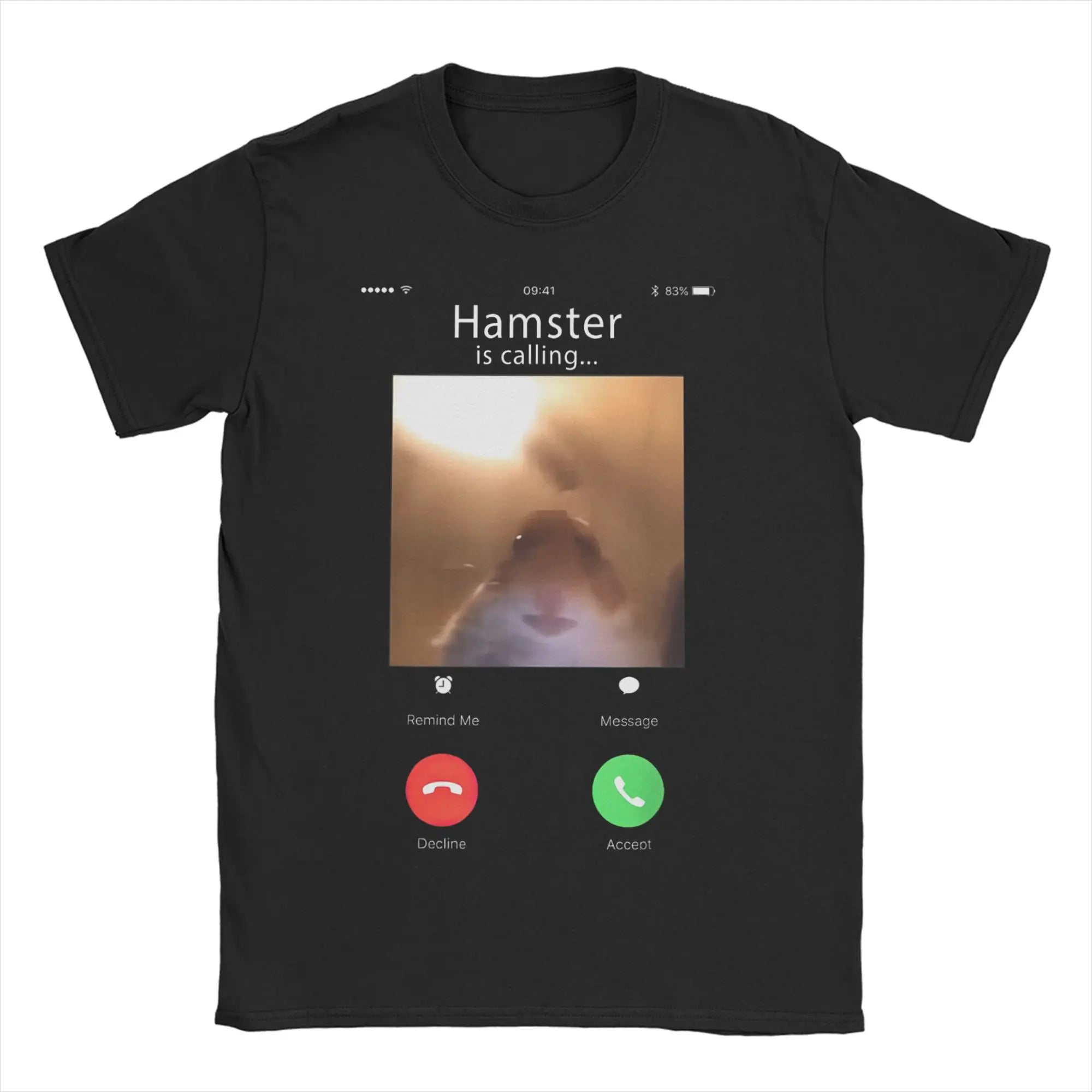 Hamster Meme Calling for Men Women T Shirts  Hipster Tee Shirt Short Sleeve Round Collar T-Shirt Cotton Birthday Present Tops