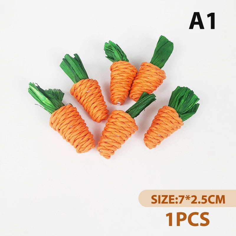 Corn and Carrot Woven Chew Balls for Hamsters for hamsters, rabbits, gerbils, and mice from Burrowly small pet supplies.