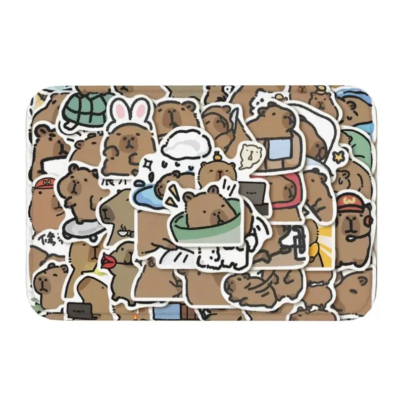 Custom Cute Giant Cavy Capybara Doormat Non-Slip Bathroom Kitchen Mat Living Room Floor Door Entrance Carpet Rug