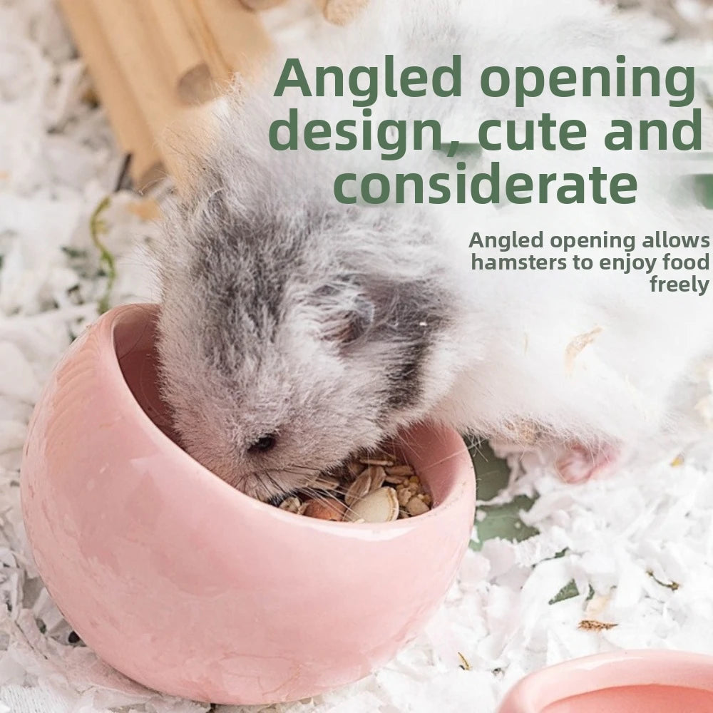 Slanted Anti-Spill Ceramic Hamster Bowl