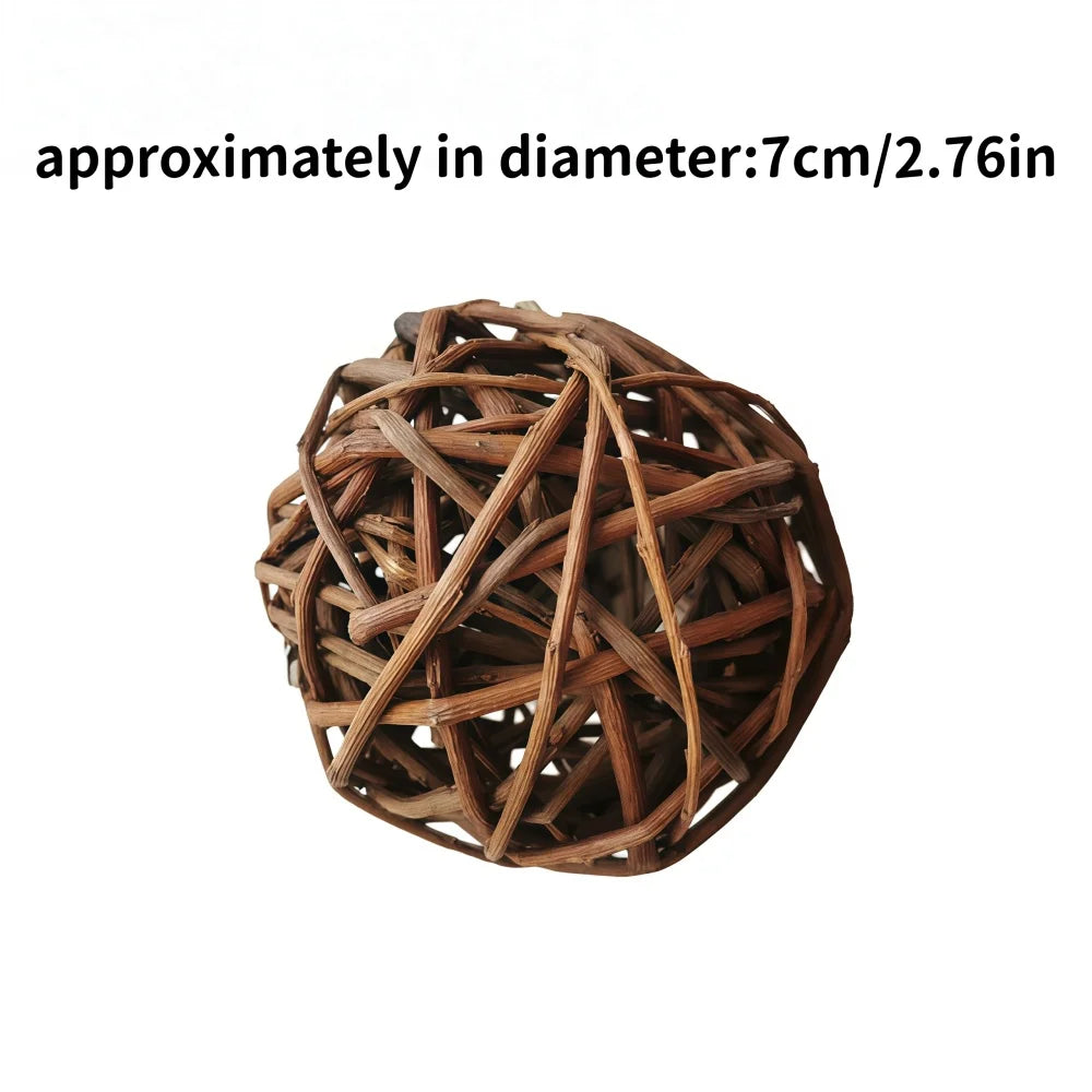 Natural Hay Grass Chew Ball Toy for rabbits, guinea pigs, hamsters, and chinchillas from Burrowly small pet supplies.