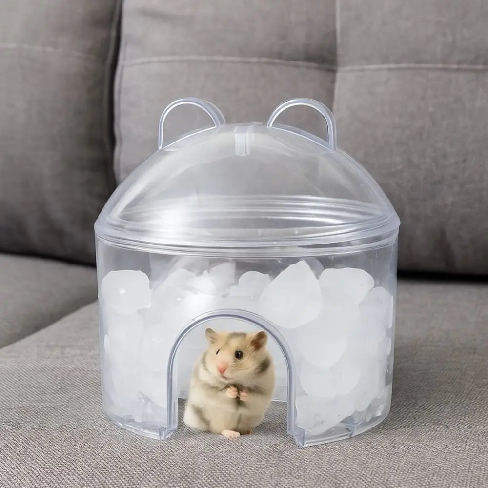 Transparent Hamster Cooling Hideout for hamsters, mice, and gerbils from Burrowly small pet supplies.