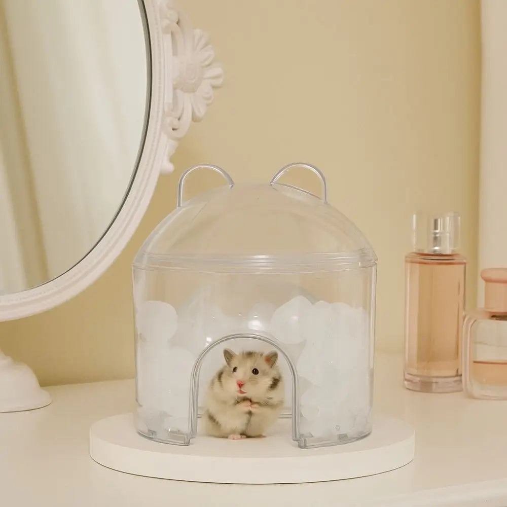 Transparent Hamster Cooling Hideout for hamsters, mice, and gerbils from Burrowly small pet supplies.