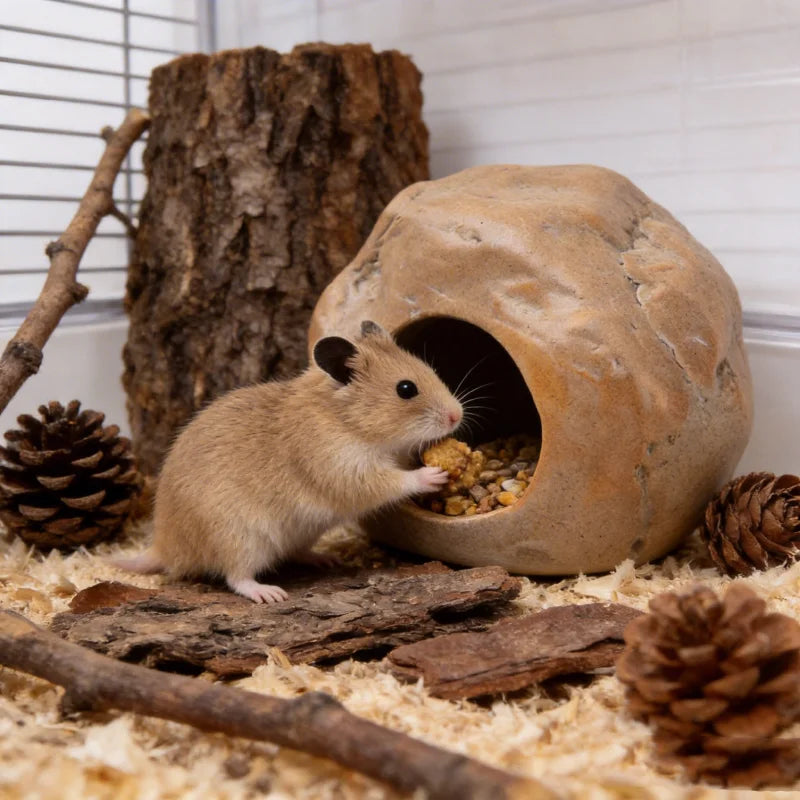 Ceramic Stone Hideout for Hamsters for hamsters, mice, and gerbils from Burrowly small pet supplies.