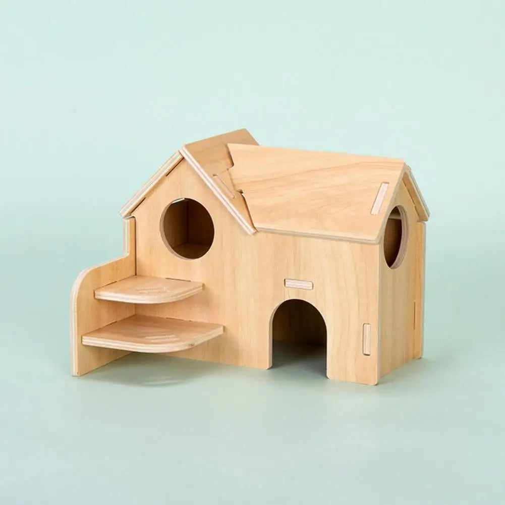 Hamster Wooden Small Villa Swing Seesaw Pet Climbing Play Hut Chews Toy Hamster Sleeping Nest Hide Out Quail Rutin Chicken Toy