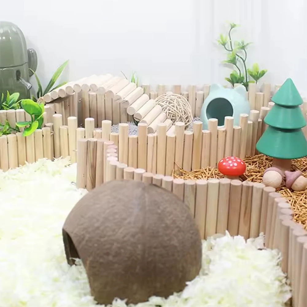 Hamster Habitat Multiple Size Wooden Bridge Cage Hamster Bendable Fence