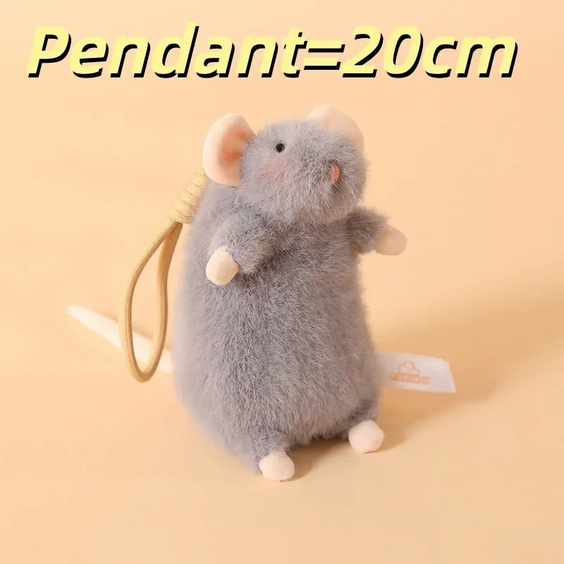 Cute Mouse Plush Toy Soft Furry Grey Pet Fancy Rat Stuffed Animal Doll Kawaii Mouse Plushie Bag Charm Home Decor Birthday Gift