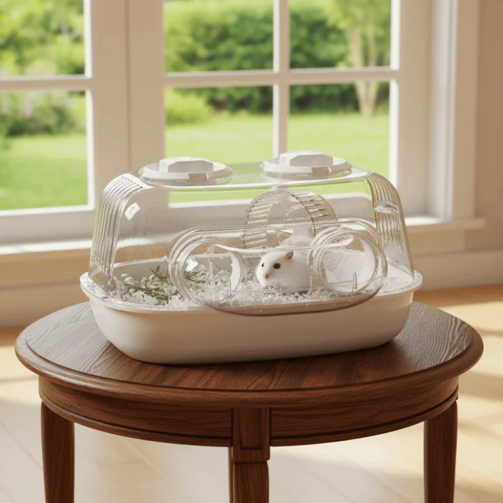 Large Capacity Hamster Cage Transparent 2-layer Platform Hamster Villa