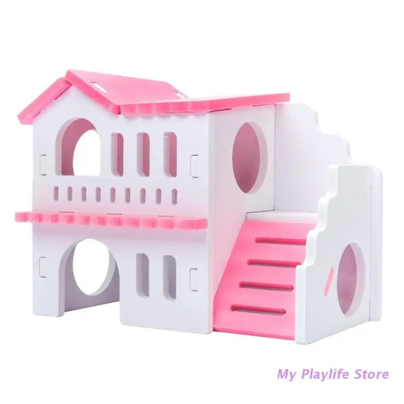 Hamster Wood House Hut Small Animal Rat Mouse Sleeping Nest Wooden Toy