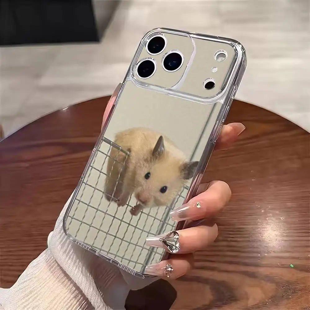 Cute Mouse Rat Hamster  Phone Case For iPhone 17 16 15 14 13 12 11 Mini Pro Max Plus Transparent Cover