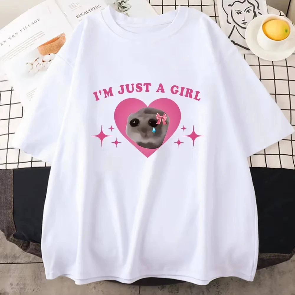 Sad Hamster T-shirt Funny Yas Queen Slayyyy Rat T-shirt Casual Short Sleeve Summer Fashion Street Tshirt High Quality Girls Tees