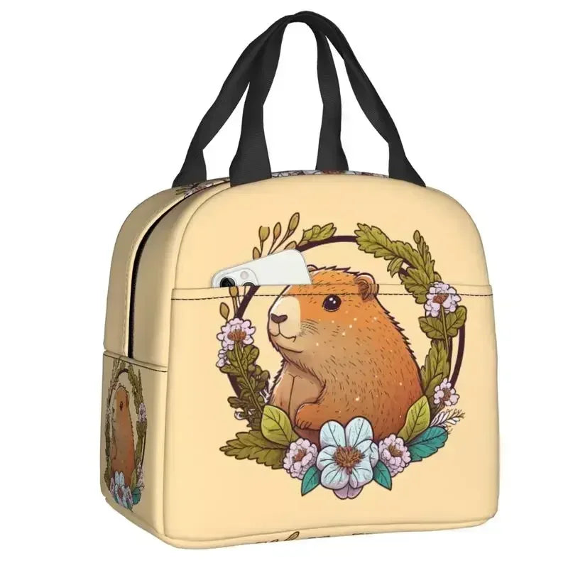 Cute Giant Cavy Capybara Collage Lunch Bag Leakproof Thermal Cooler Insulated Lunch Box For Women Kids Picnic Food Tote Bags