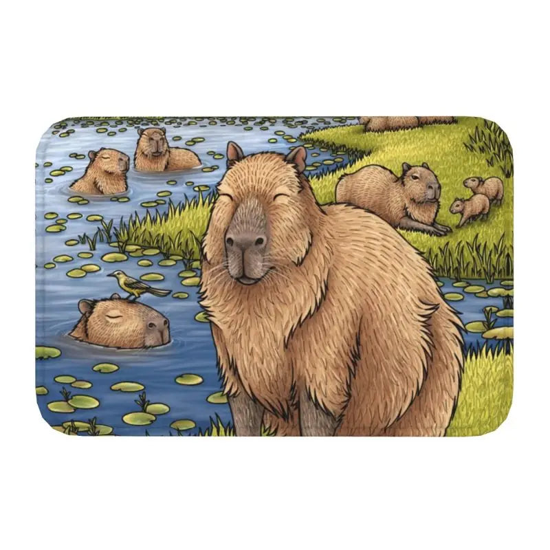Custom Cute Giant Cavy Capybara Doormat Non-Slip Bathroom Kitchen Mat Living Room Floor Door Entrance Carpet Rug