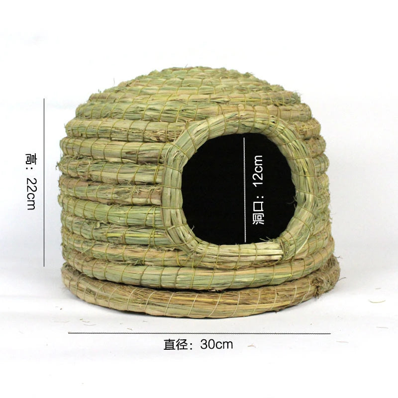 Natural Straw Woven Grass Bed for Small Pets for rabbits, hamsters, chinchillas, and mice from Burrowly small pet supplies.