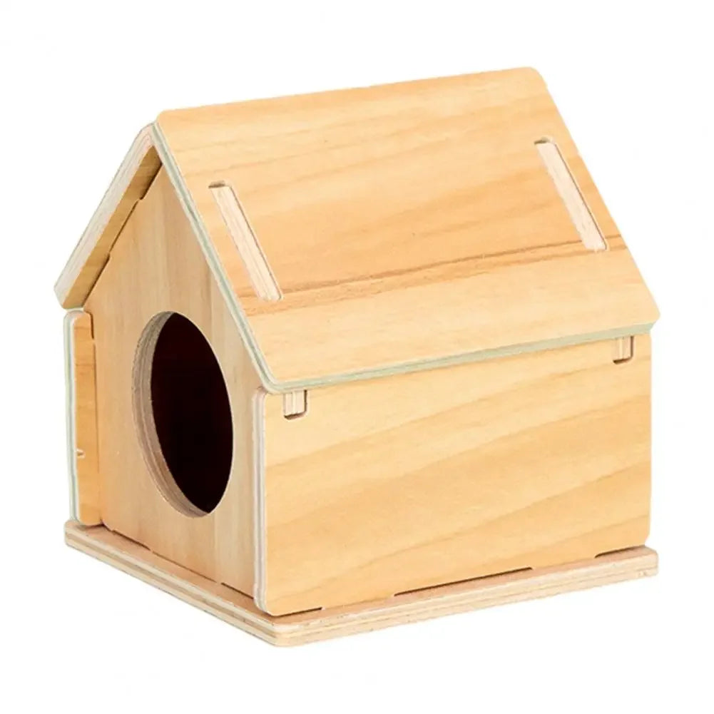 Wooden seesaw swing toy for hamster enrichment from Burrowly.