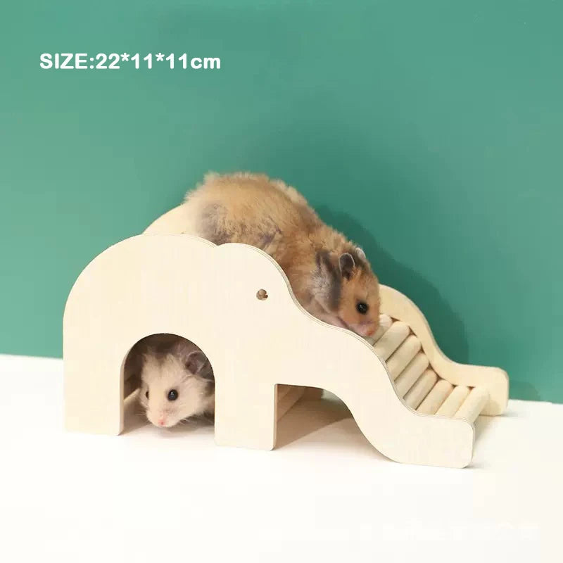 Unpainted Wooden Guinea Pig Hideout Climb House - Hamster Cage Decor Play