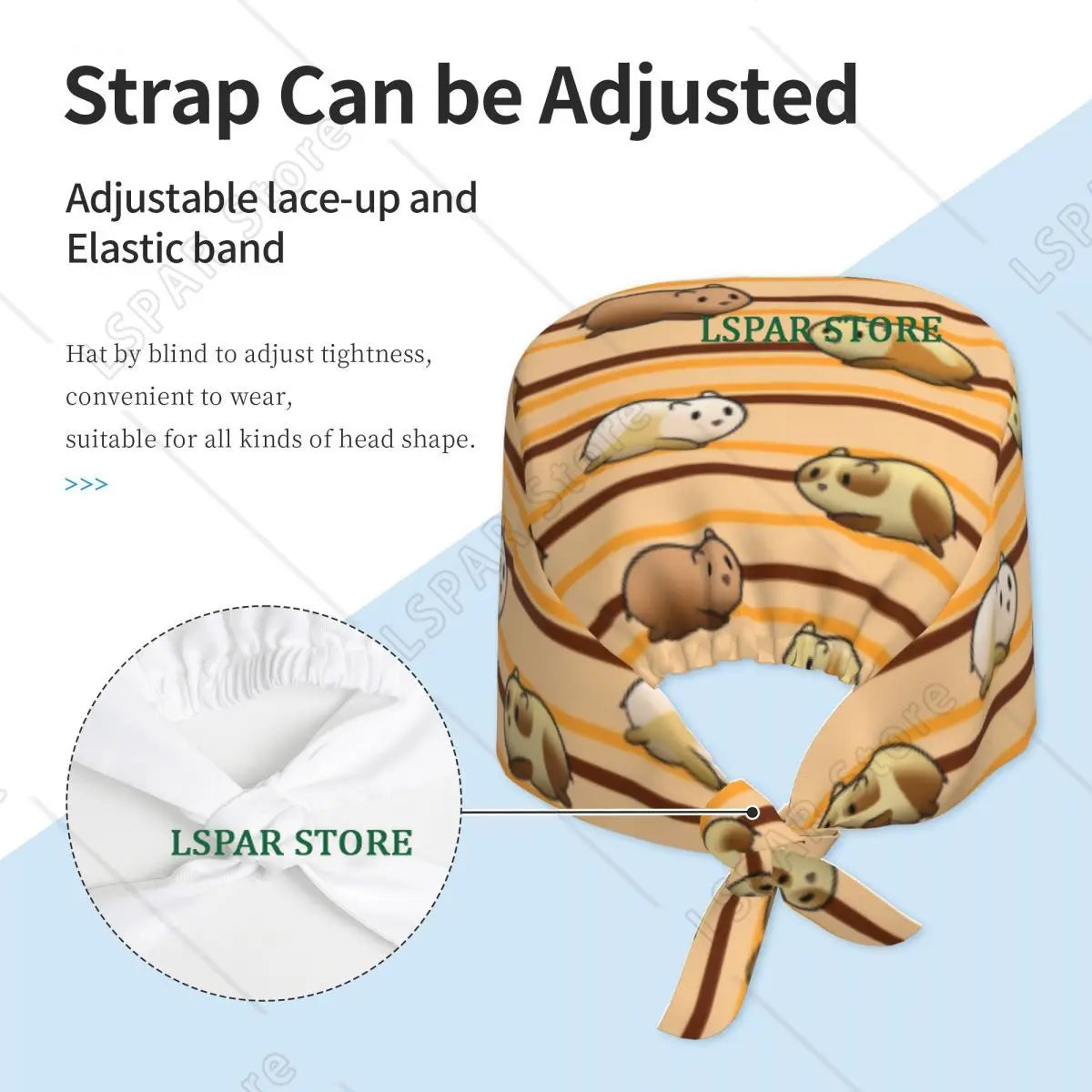 Custom Guinea Pigs Striped Medical Staff Scrubs Hat Women Men Domestic Cavy For Chef Hat Scrub Caps